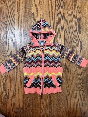 Missoni for Target Zig Zag Knit Zip Hoodie Sweater 18M Baby Toddler Coral